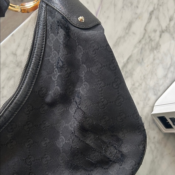 Authentic Gucci Black Hobo Bag with Bamboo Accents - Picture 7 of 15